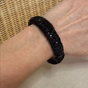Sparkling Vintage Black Sequin Bangle Bracelet